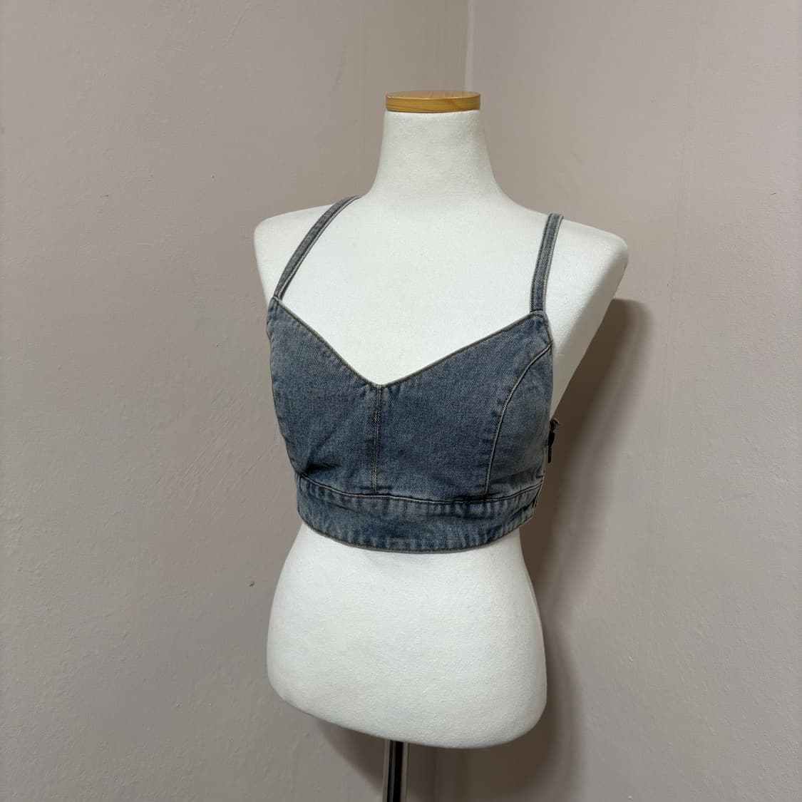 그레일 빈티지 워싱 데님 스트랩 뷔스티에 상품이미지2