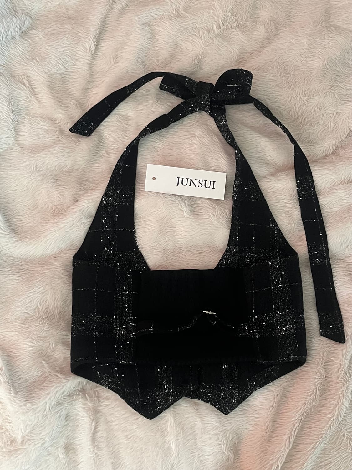 준수이 JUNSUI Tweed Halter Vest 블랙 상품이미지5