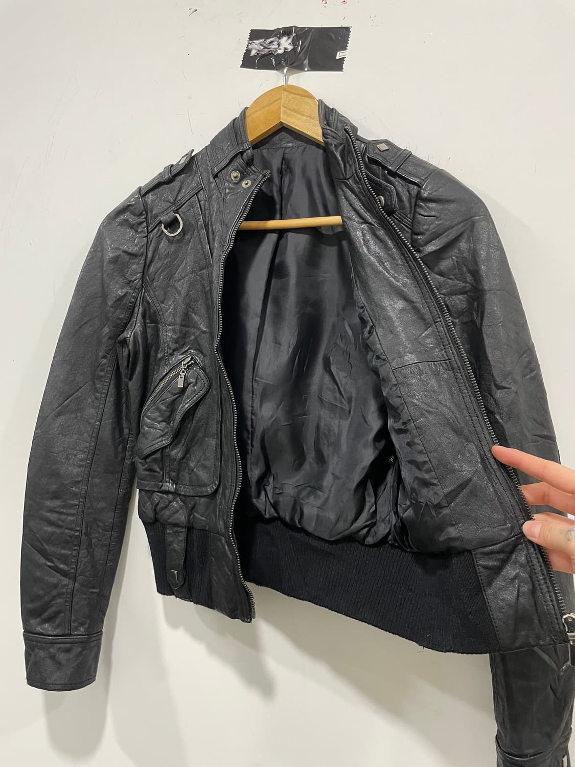 Y2K 멀티포켓 벨트 크롭 레더자켓 상품이미지3