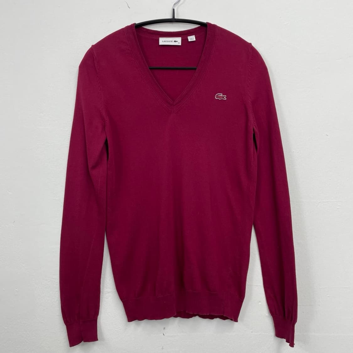 라코스테 LACOSTE 버건디 코튼 브이넥 니트 34 상품이미지6