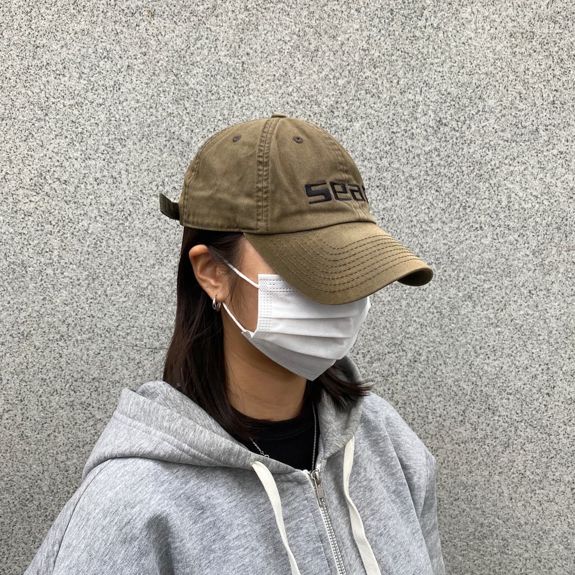 SEAC 로고 빈티지 카키 볼캡 상품이미지3