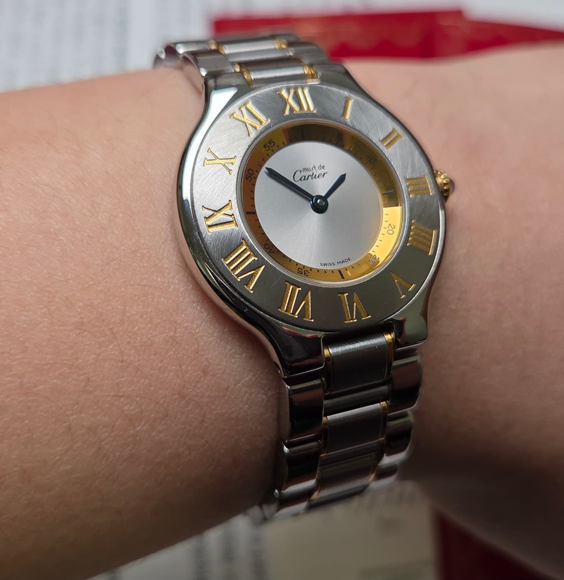 빈티지 까르띠에 머스트드 21C 콤비 31mm 남녀공용 블루핸즈 쿼츠  상품이미지10
