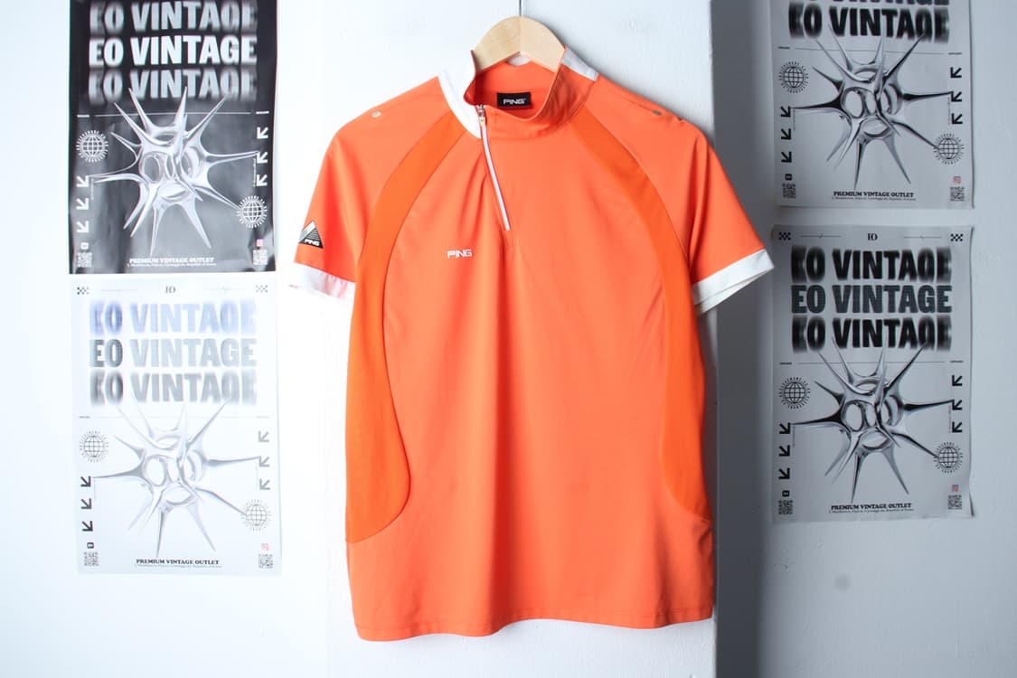 W(XL) 핑 반팔 카라 티셔츠 골프 기능성 반집업 오렌지-H30404 상품이미지2