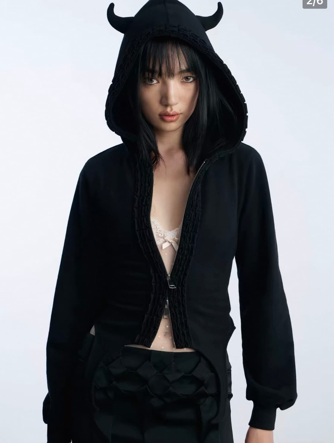 Nodress 노드레스 악마 뿔 후드집업 블랙 S 상품이미지3