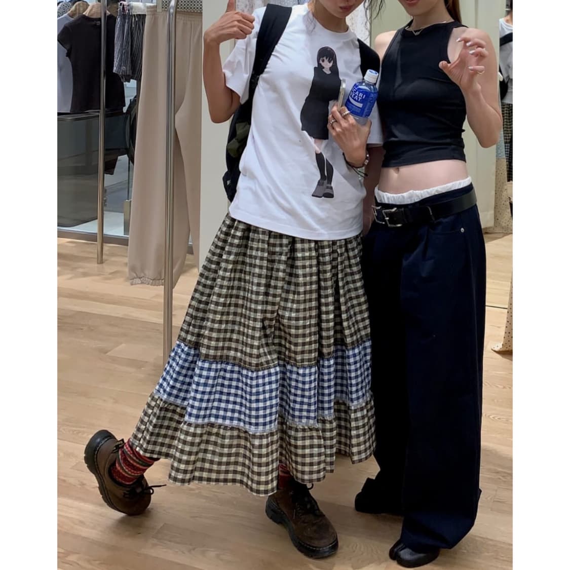 코이세이오 모리 체크 스커트 브라운 상품이미지2