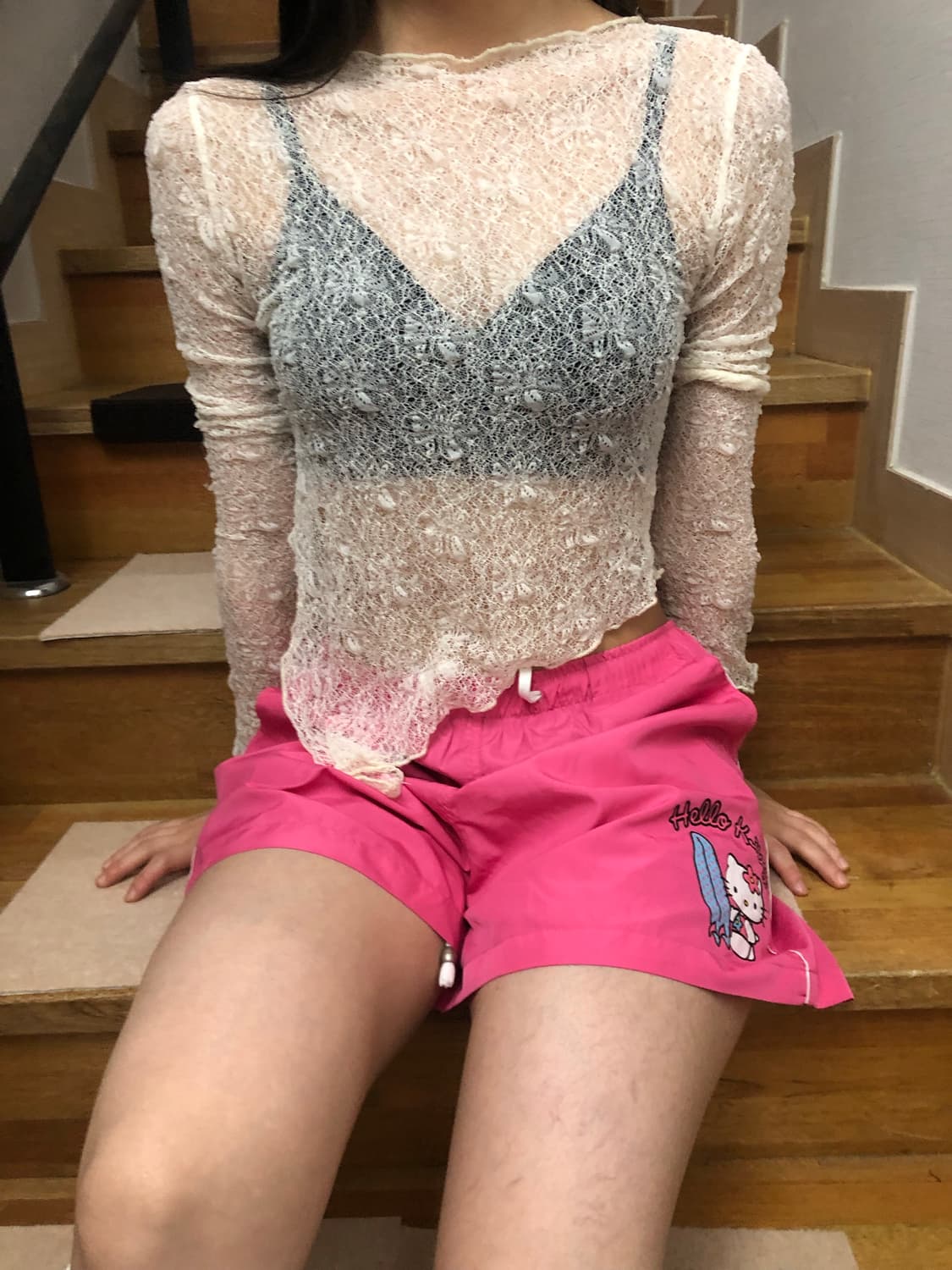 빈티지 헬로키티 핫핑크 팬츠 상품이미지2
