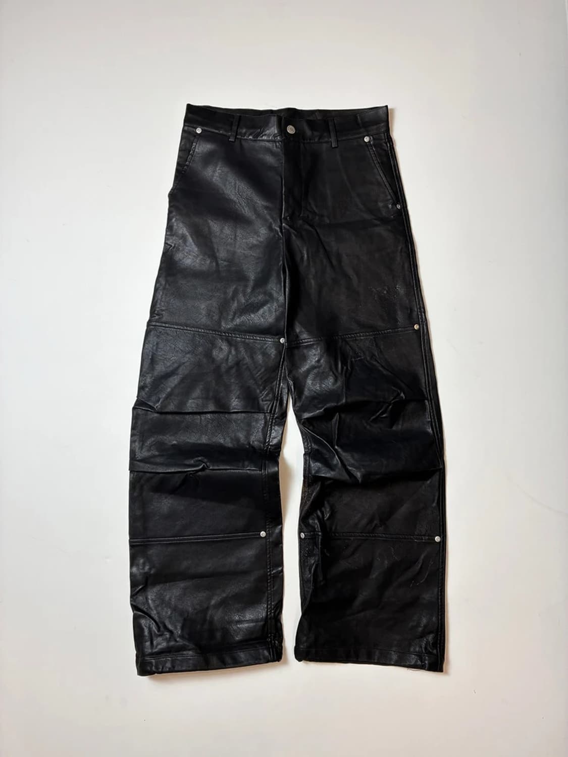 라퍼지스토어 버핑 레더 더블니 와이드 팬츠 PN8235 상품이미지4