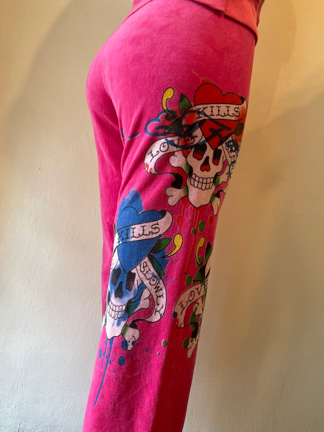 ed hardy 에드하디 스컬 큐빅 벨벳 핫핑크 셋업 상품이미지7
