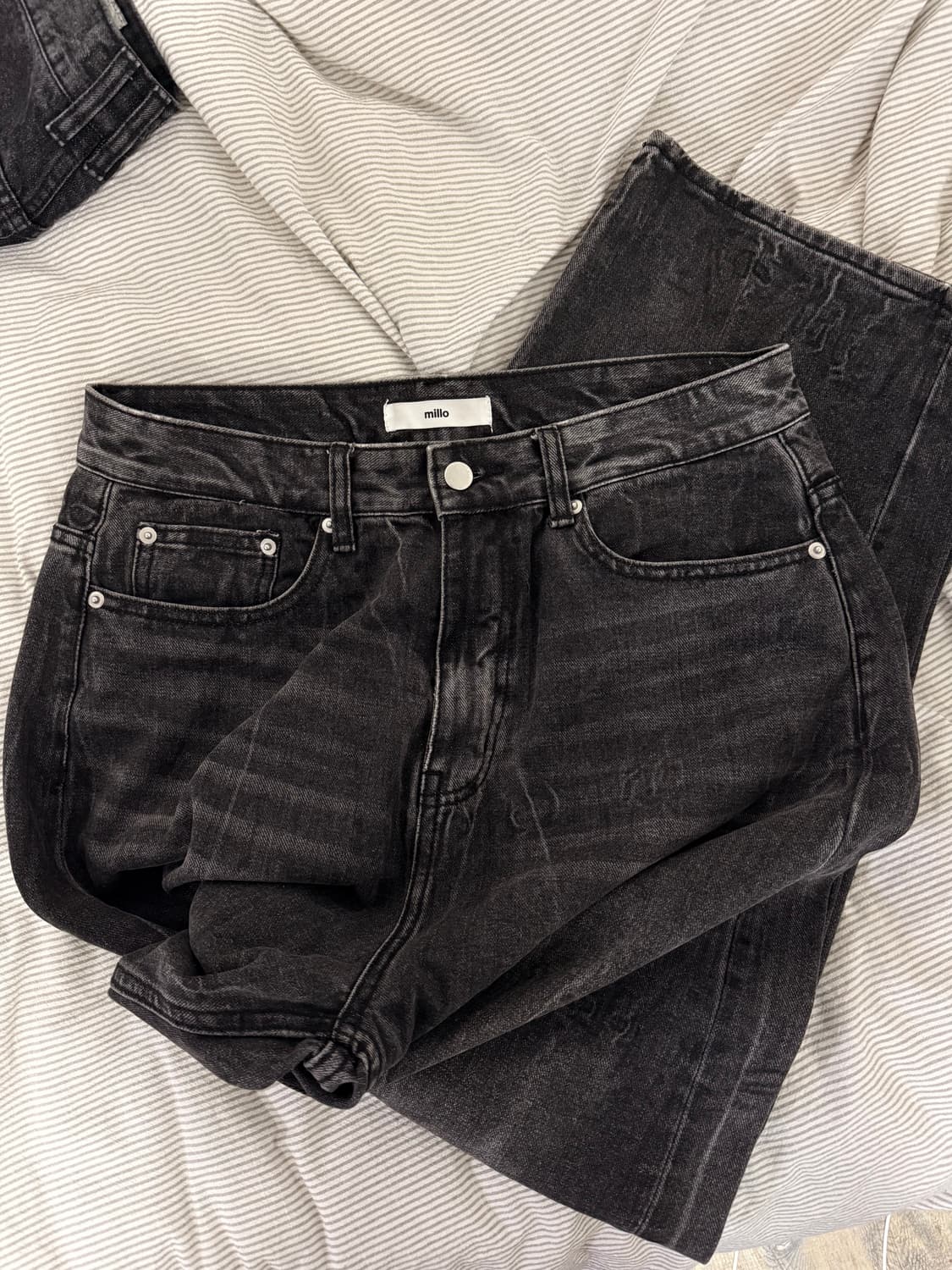 밀로 리플렉트 커브드 팬츠 워시드 블랙 XL 상품이미지2