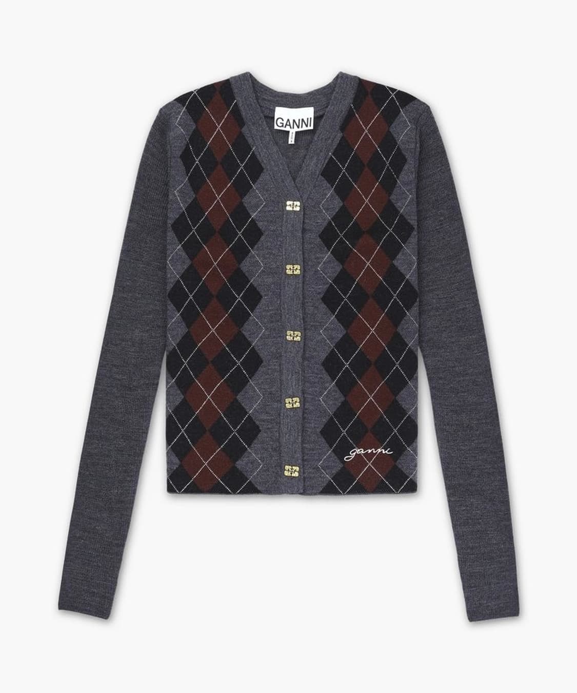 [XS,S,M]가니 25fw 아가일 가디건 상품이미지4