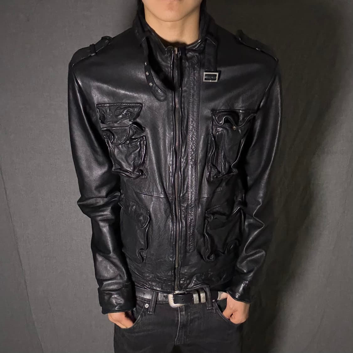 lamb skin pocket leather jacket 상품이미지3