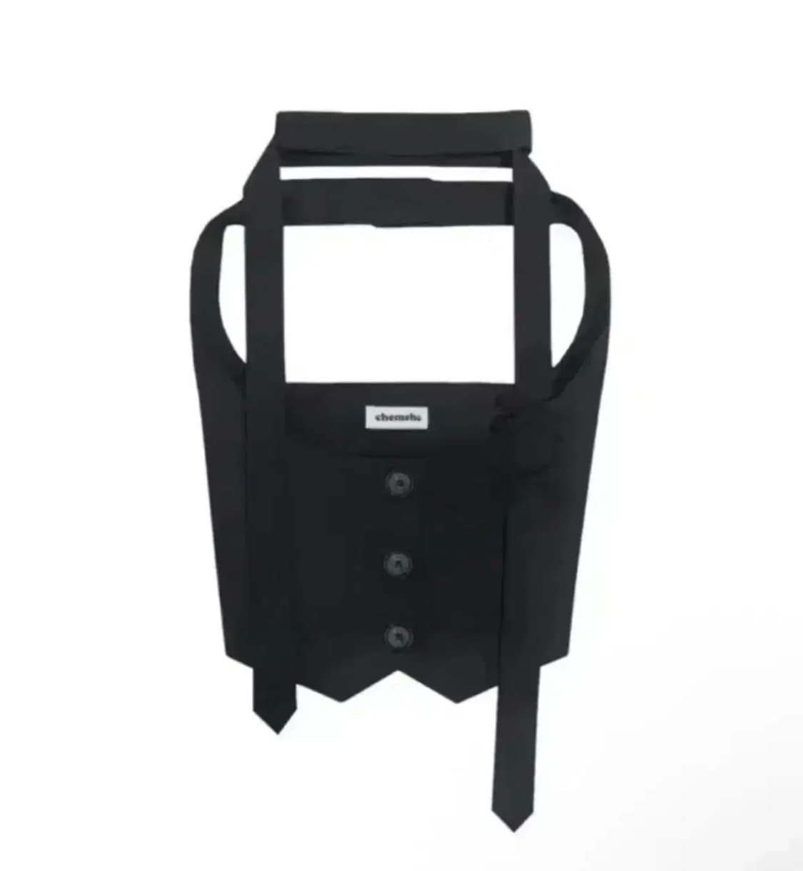 체메씨 트윌 리본 베스트 조끼 블랙 상품이미지1