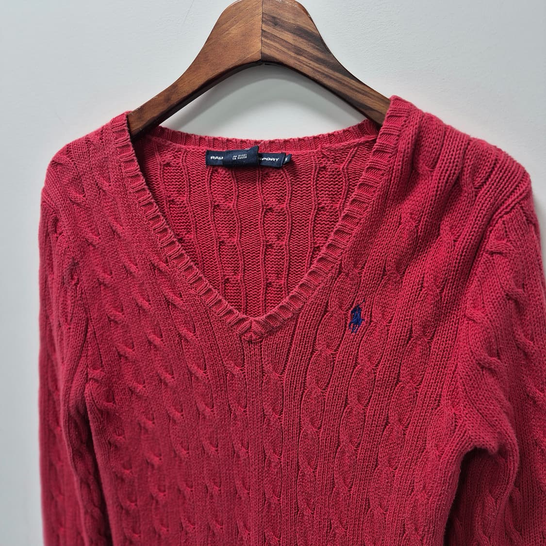 폴로 랄프로렌 브이넥 꽈베기 니트 M 상품이미지3