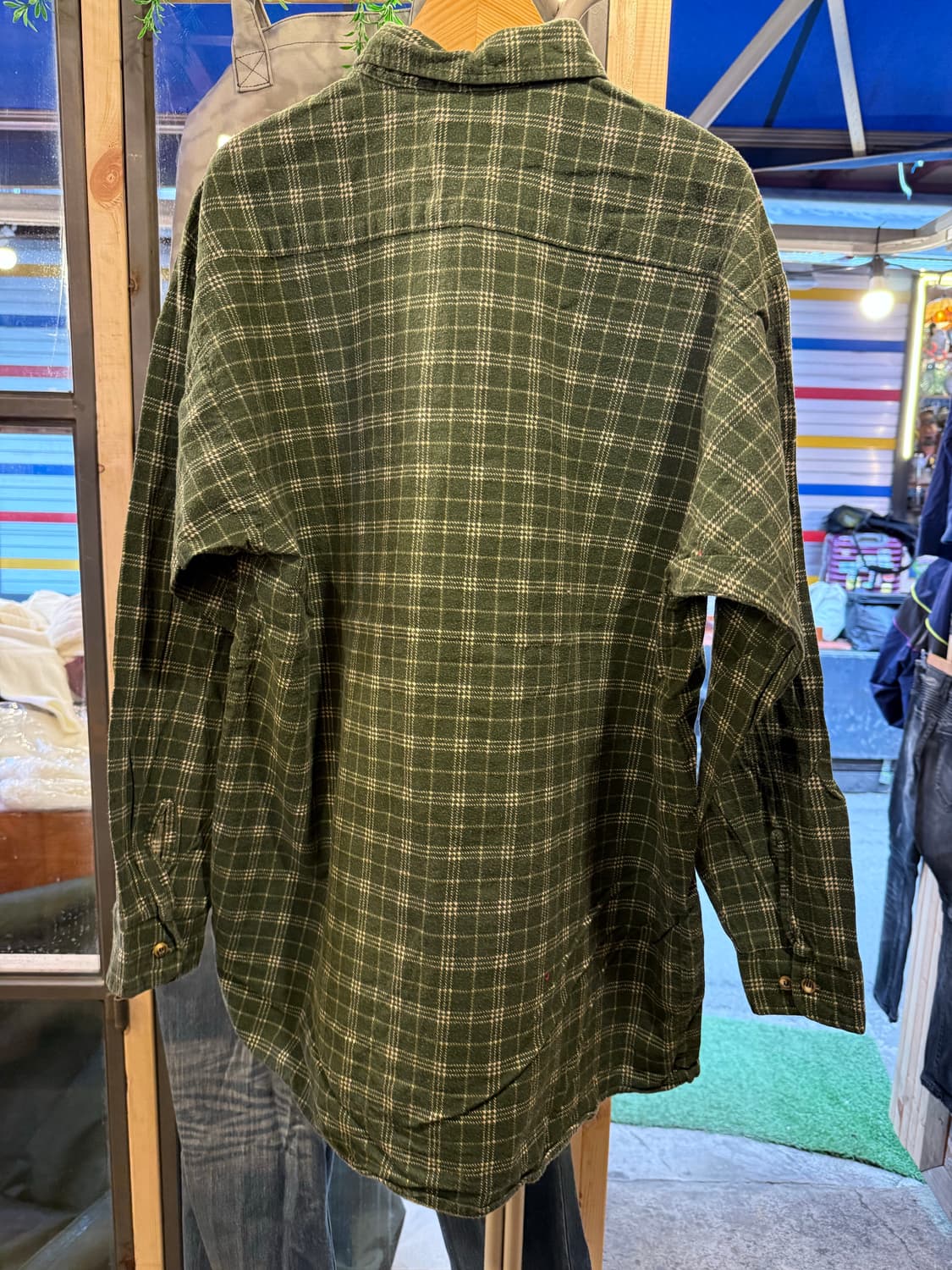 빈티지 그린 플란넬 셔츠 상품이미지3