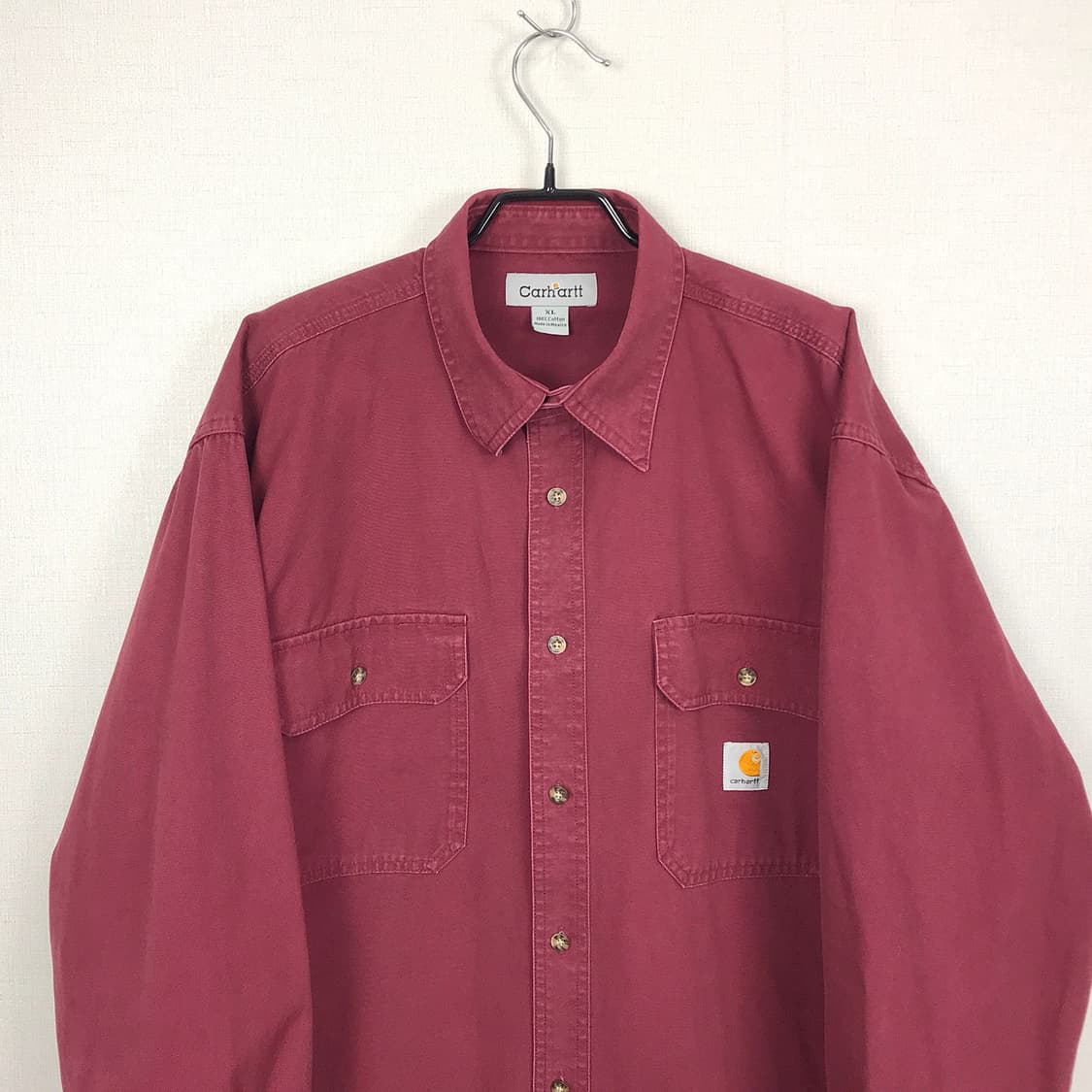 칼하트 Carhartt 투포켓 워크 셔츠 남방 와인색 남성XL 상품이미지3