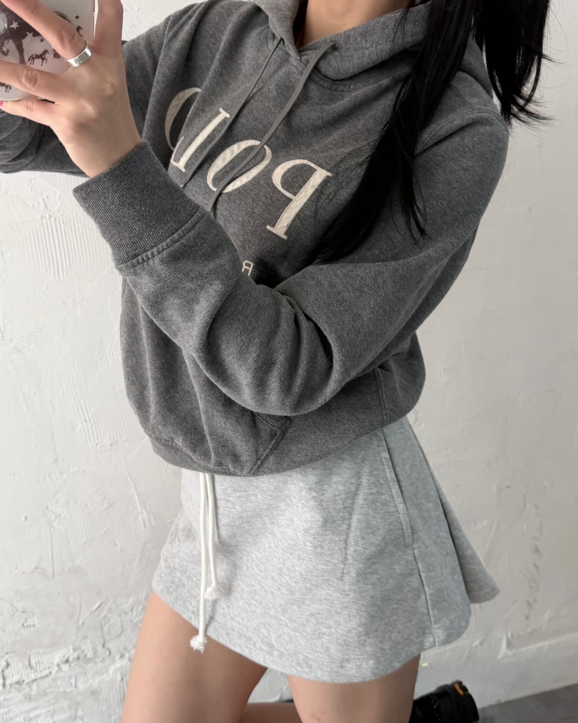 Polo 폴로 랄프로렌 QR라벨 POLO로고 그레이컬러 후드 상품이미지3