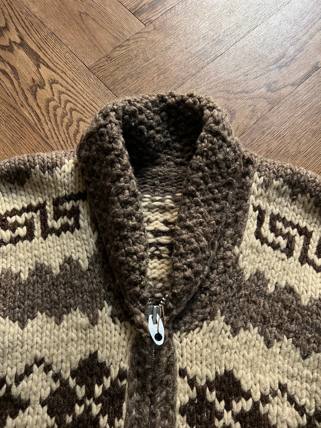 [S]90's USA 빈티지 아가일 집업 코위찬 스웨터 상품이미지2