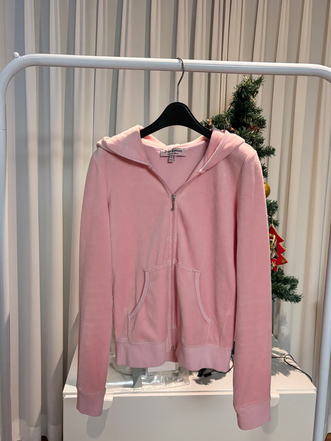 쥬시꾸뛰르 핑크 벨벳 후드집업 상품이미지1
