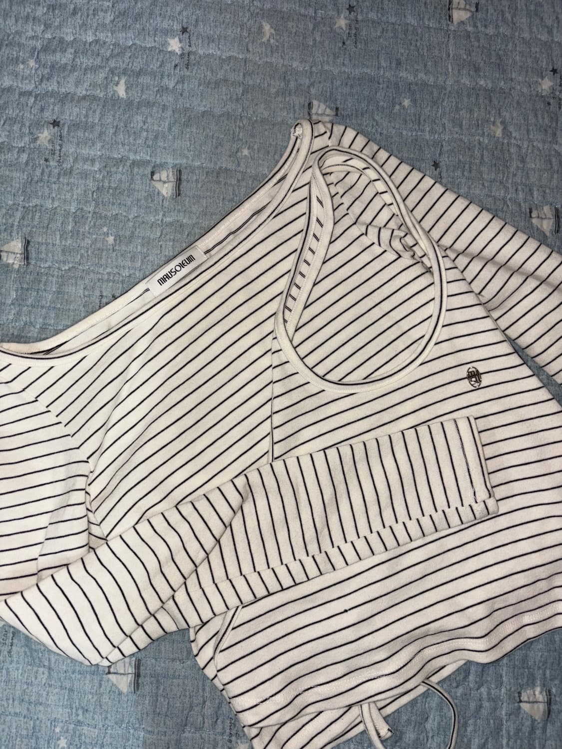 마우솔레움 Lyn halter layered t-shirt - Strip 상품이미지5