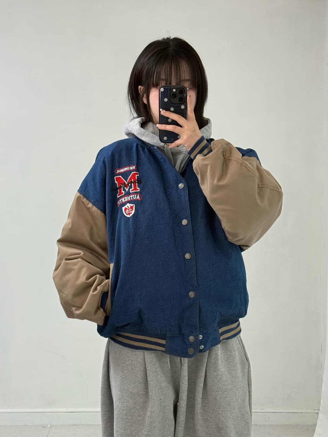 빈티지 미키 데님 바시티 자켓 상품이미지1