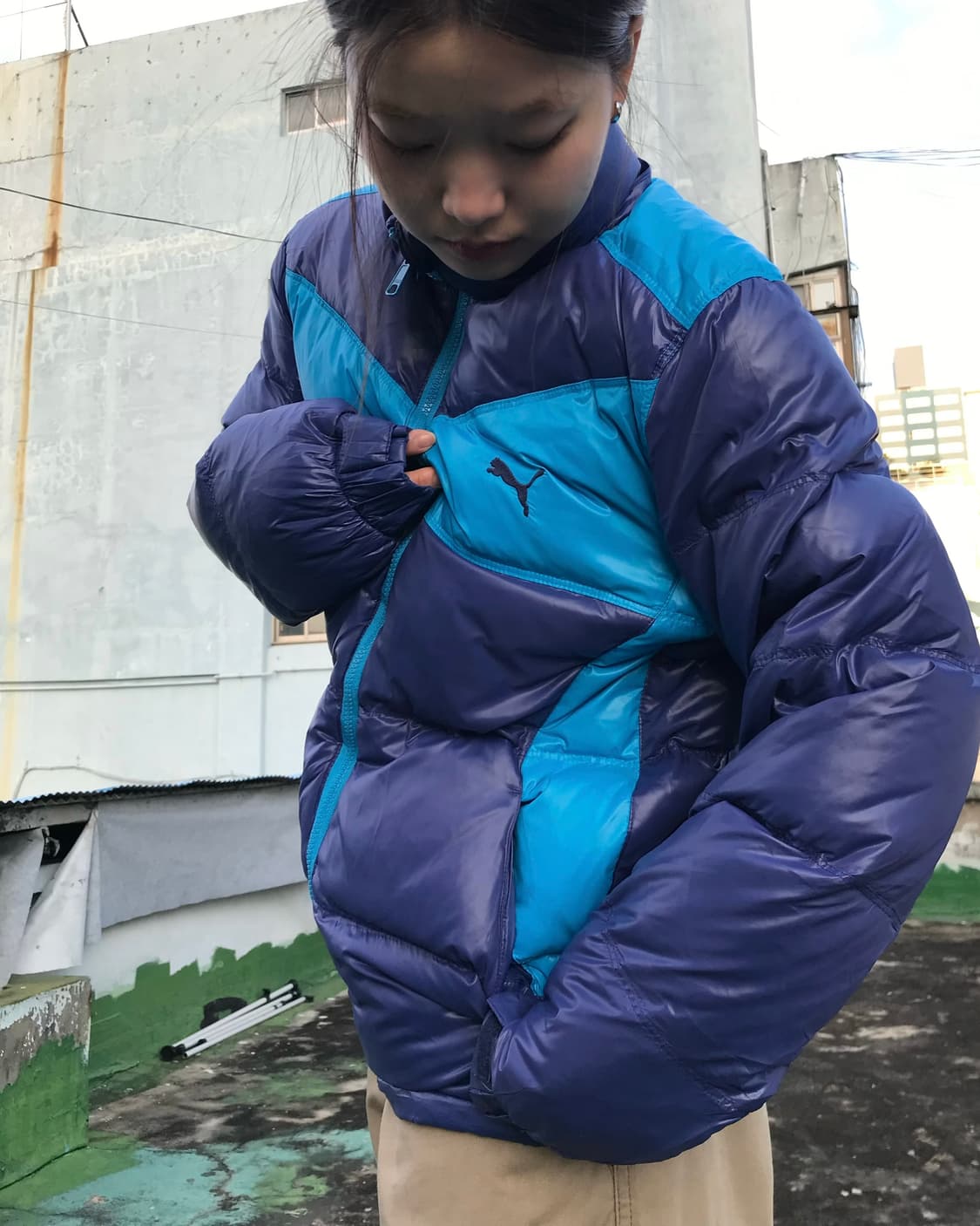 퓨마 블루 투톤 패딩 상품이미지5