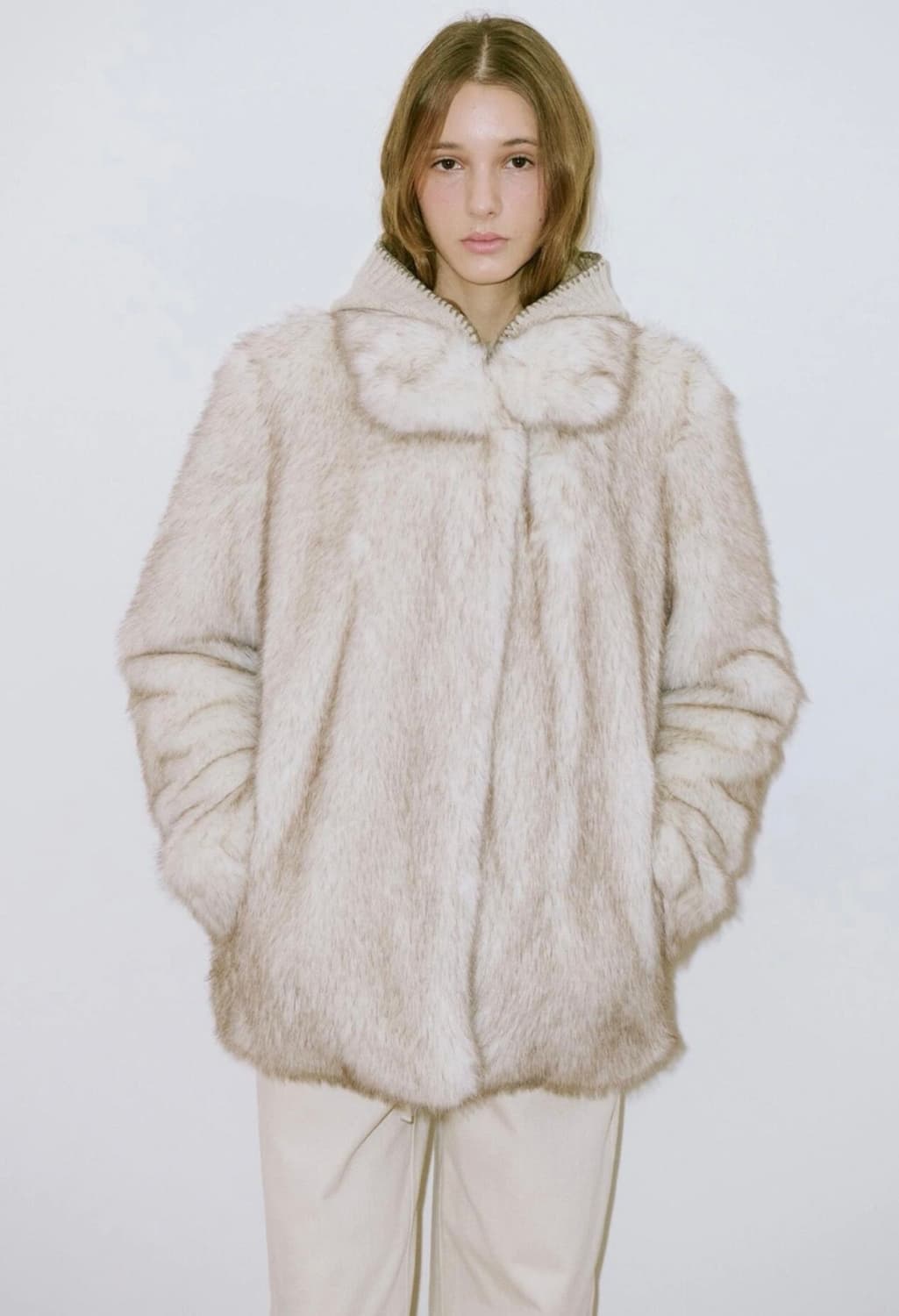 시눈 헤비믹스 퍼 자켓 아이보리 상품이미지1