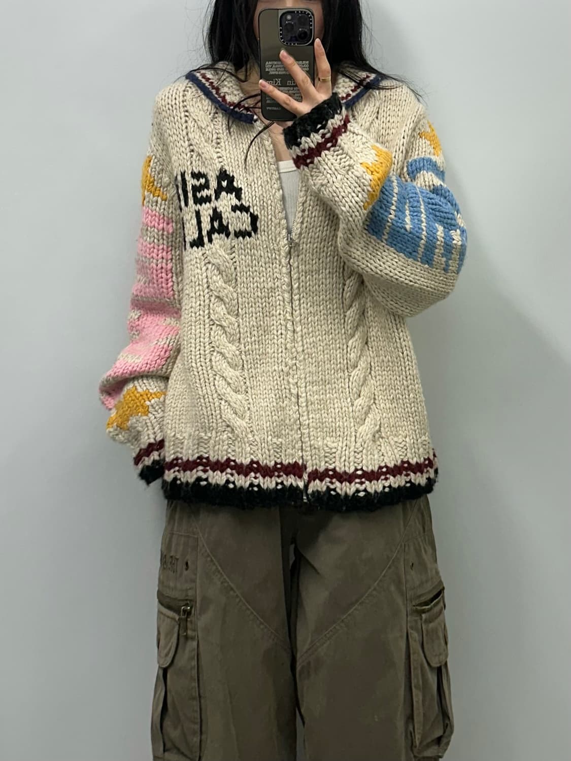 에즈이프캘리 카우걸 테디 코위찬 니트집업  상품이미지1