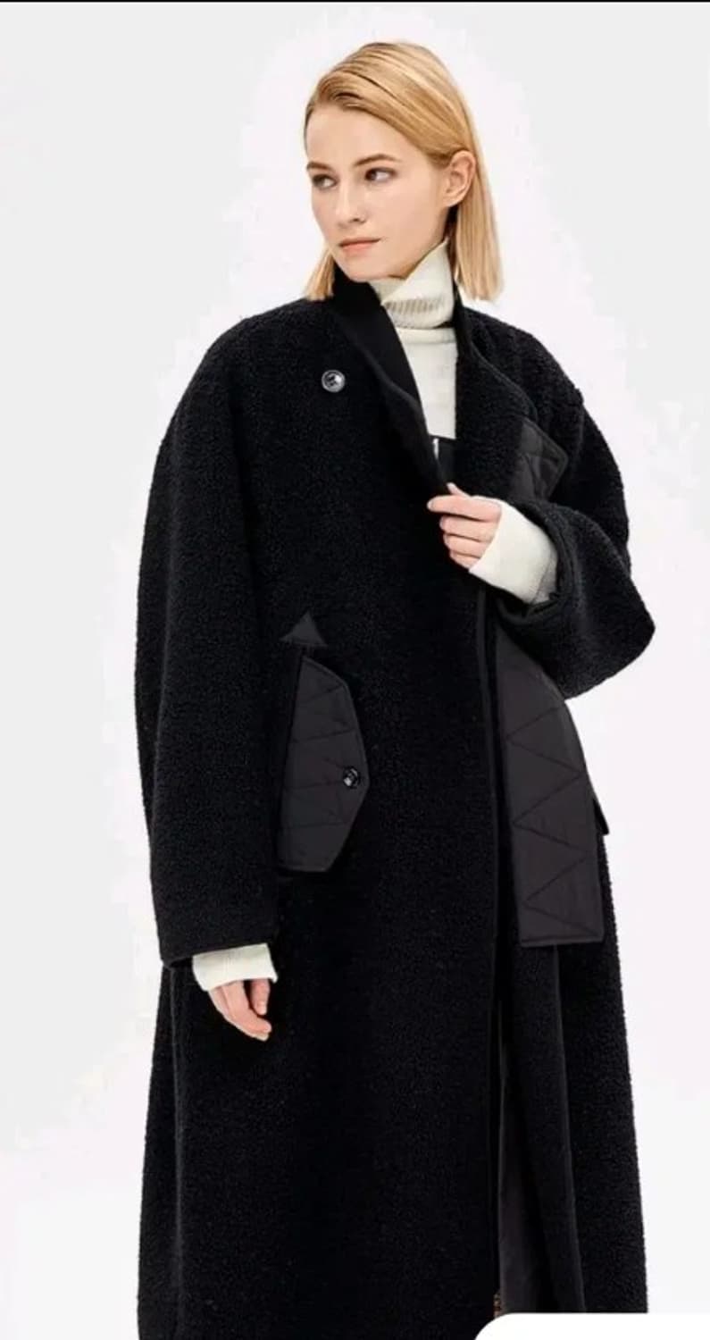 시스템 레이어 텍스쳐 부클레 울 니트 코트 상태최상 상품이미지1