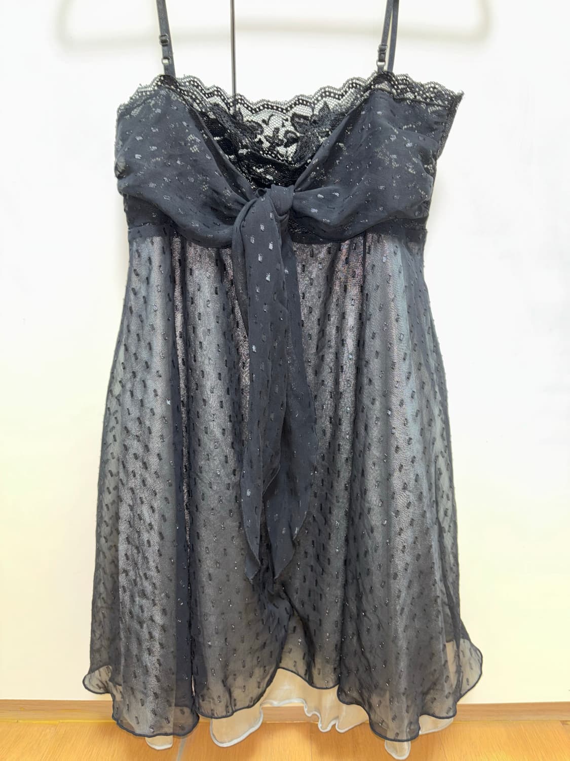 빈티지 블랙 레이스 슬립 레이어드 원피스 상품이미지1