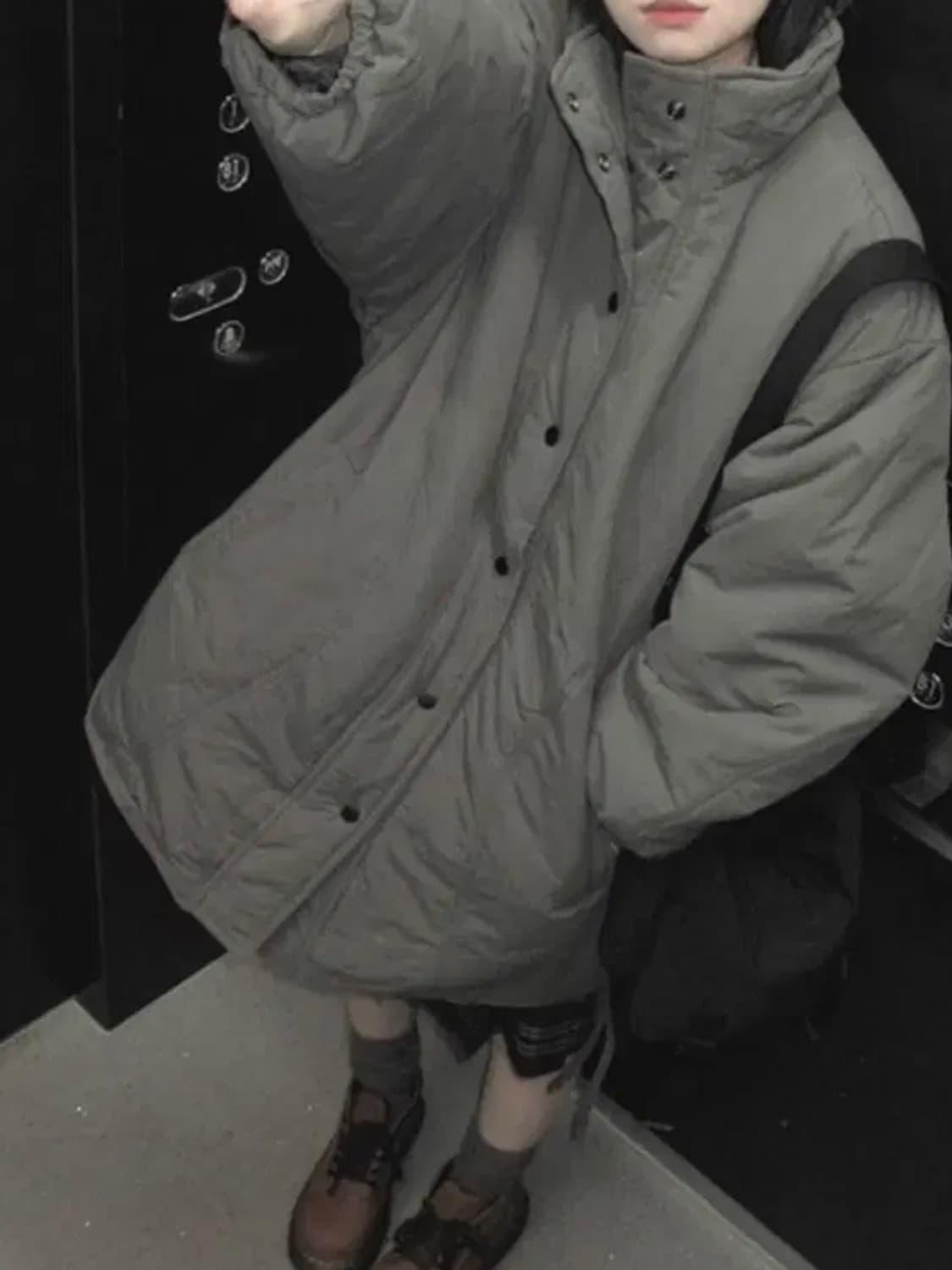 김아홉 세이지 컬러 롱야상 패딩 상품이미지1