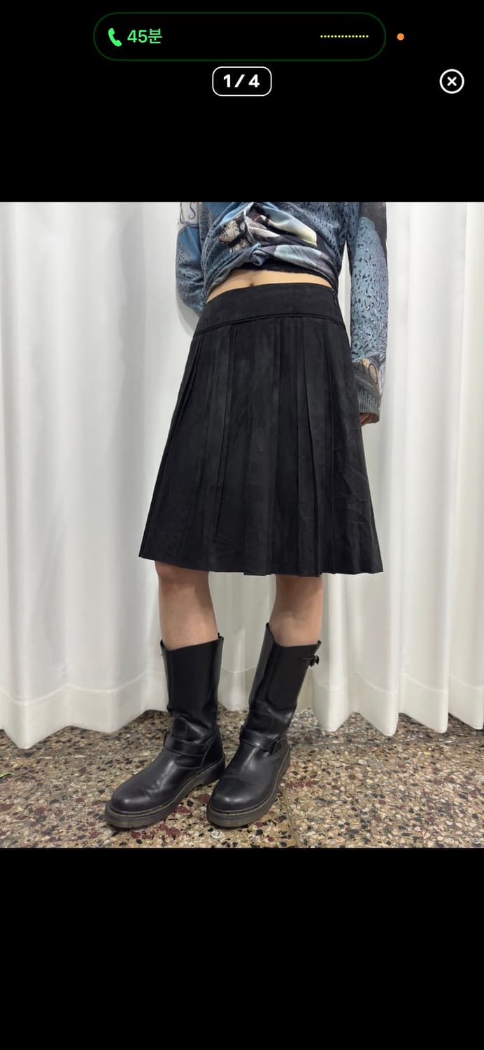 벨벳 플리츠 스커트 상품이미지1