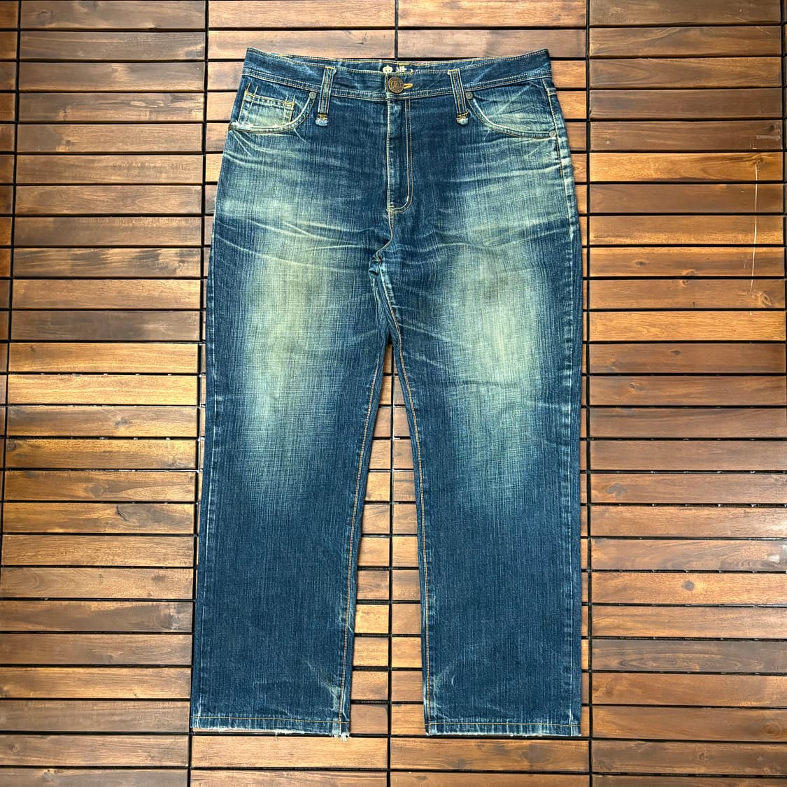 (38) 오니아라이 자수 디테일 데님 팬츠 made in JAPAN 상품이미지1