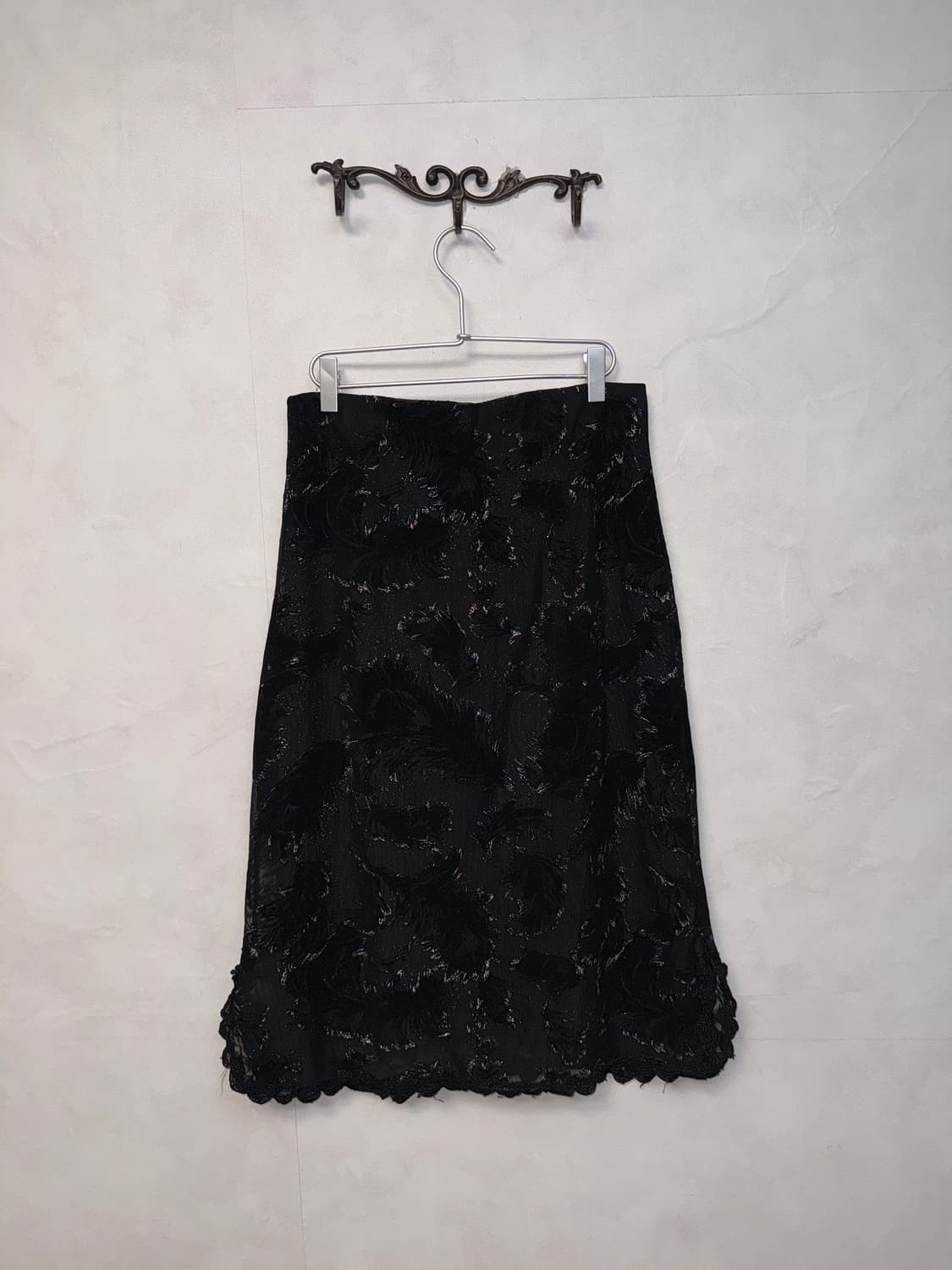 Black silver oriental patterned lace sk 상품이미지3