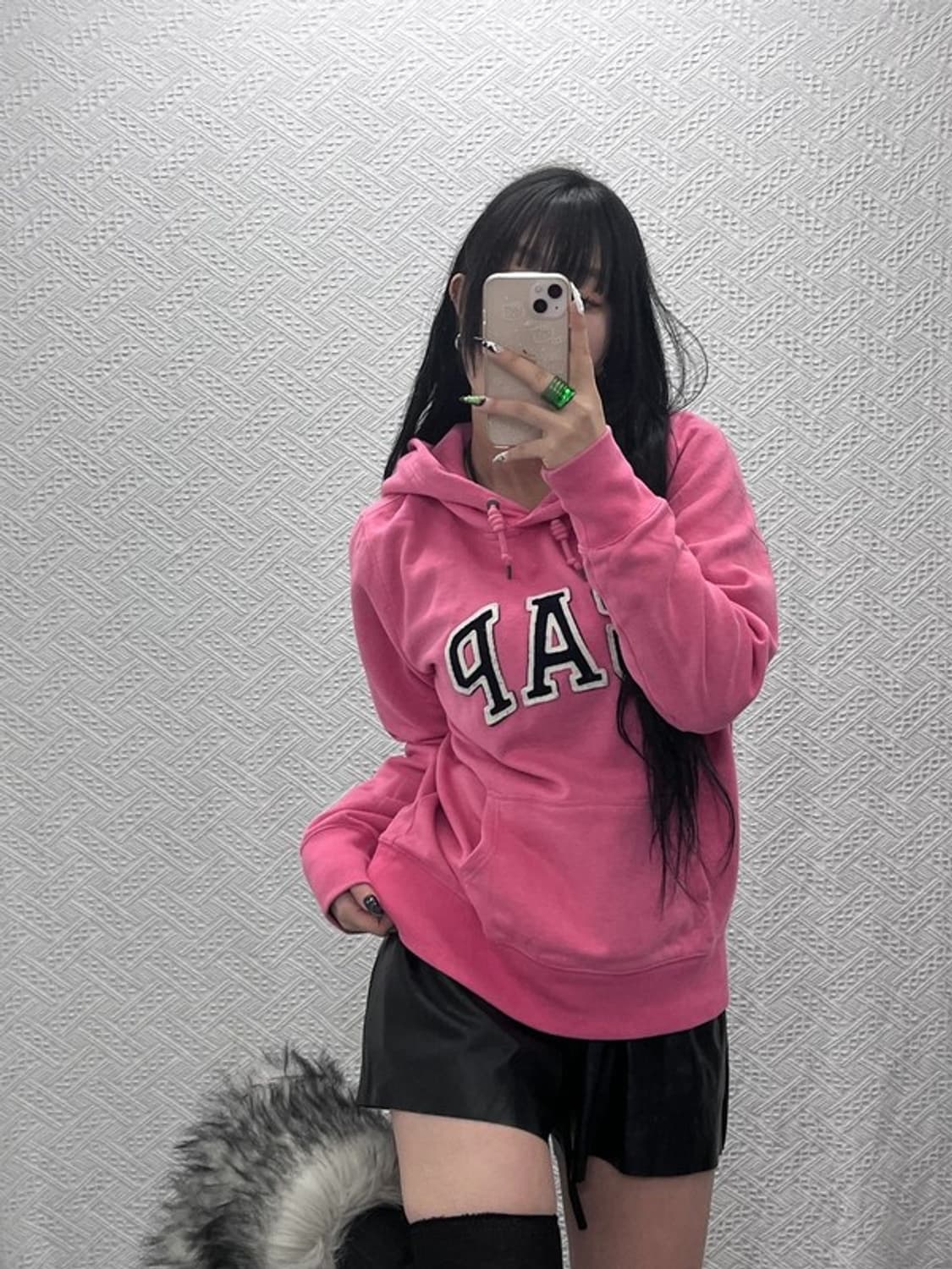 갭 Y2K 00's 키치 딸기맛 핫핑크 약기모 후드티 L C08559 상품이미지1