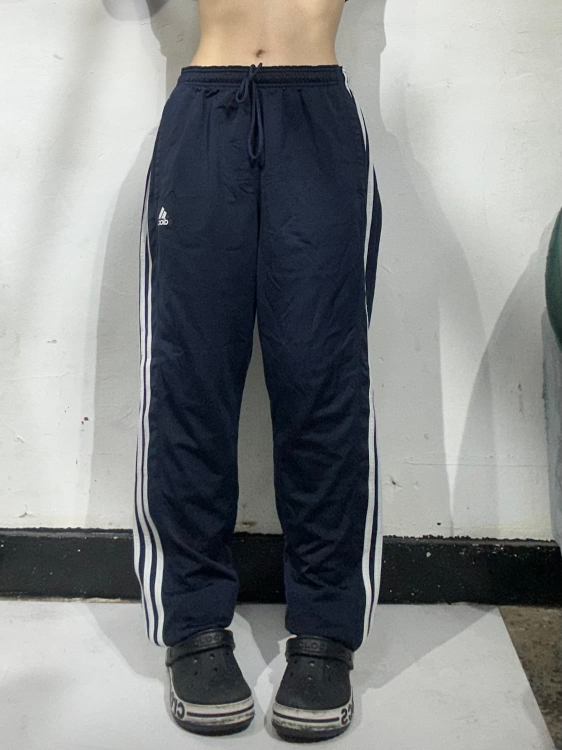 아디다스 네이비 화이트 삼선 와이드 팬츠 L 상품이미지2