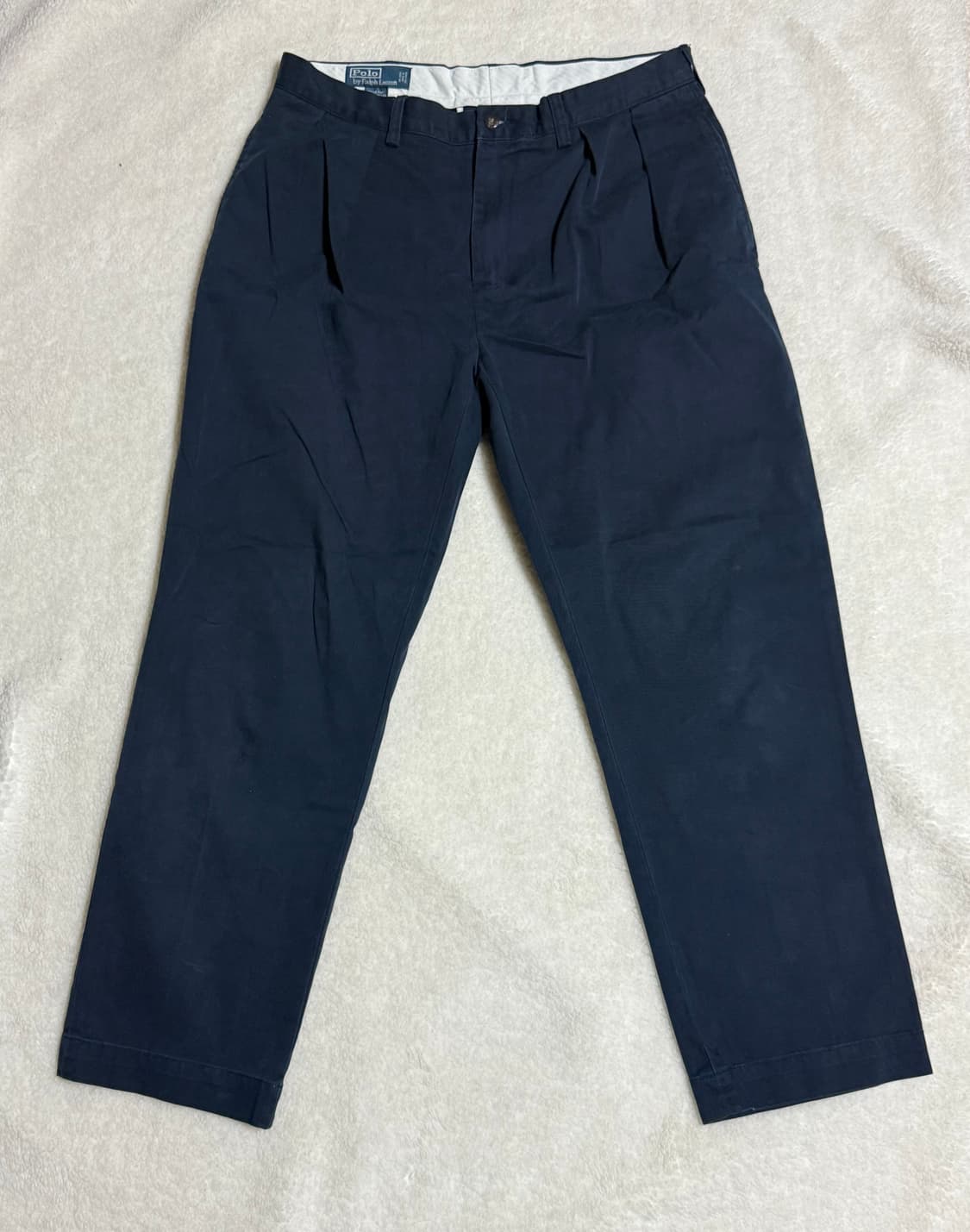 폴로 랄프로렌 ETHAN 더블 플리츠 치노 팬츠 네이비 상품이미지2