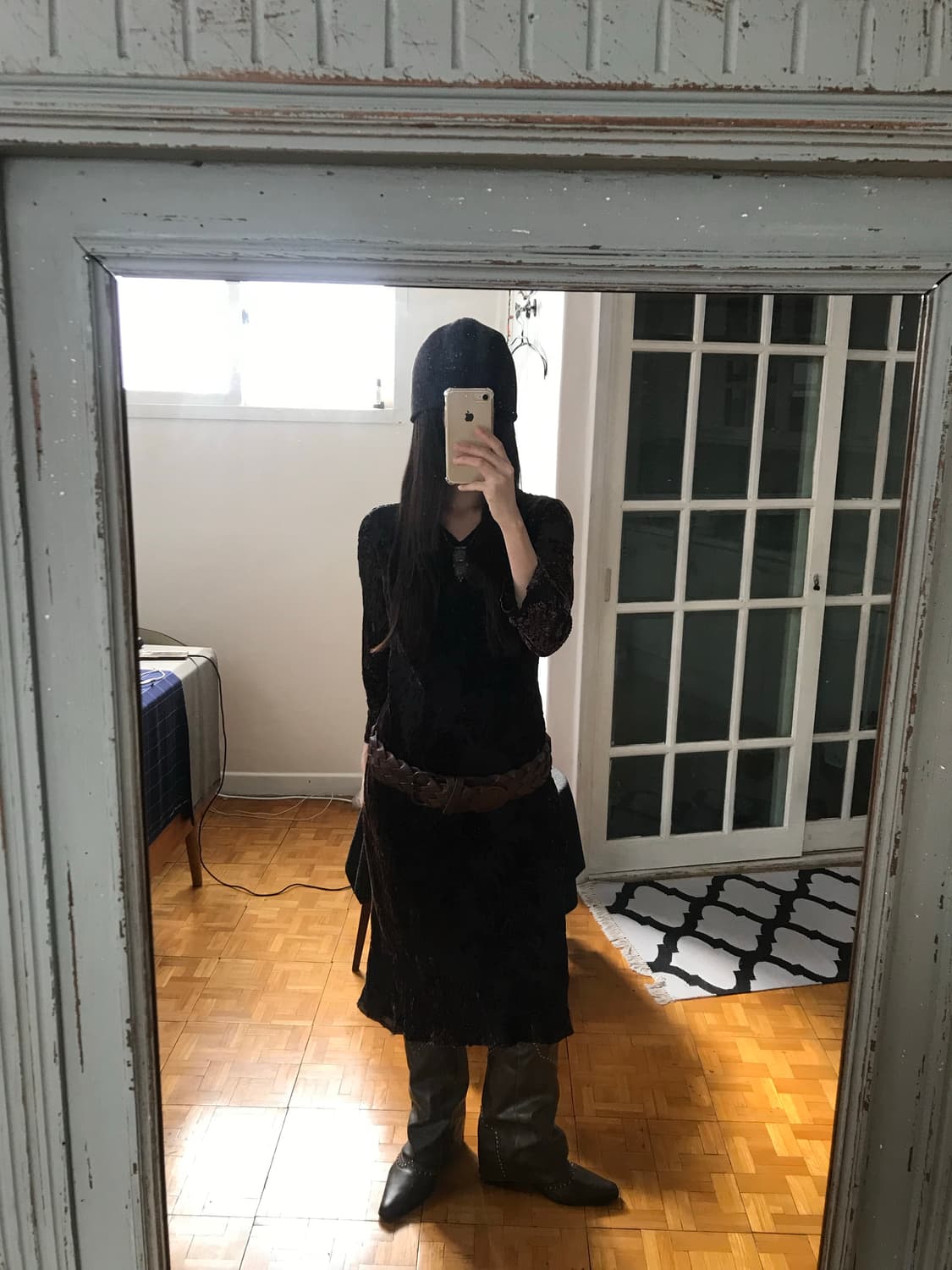 vintage velvet pattern one-piece 상품이미지4