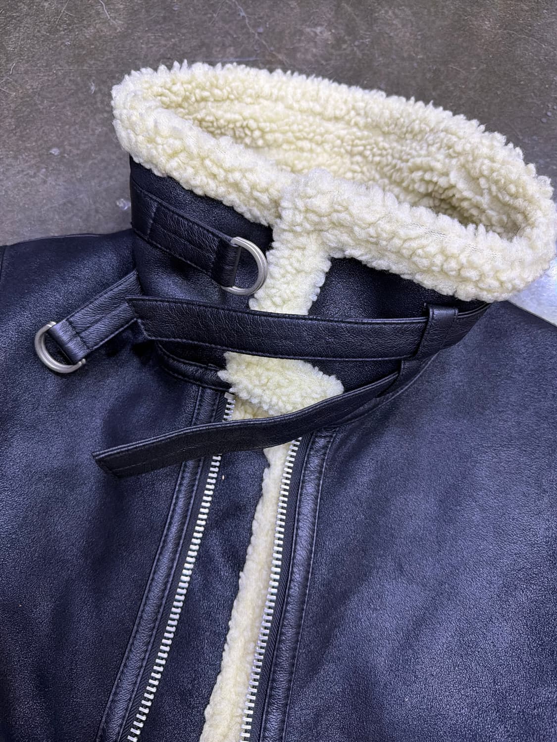 카이아크만 B-3 무스탕 자켓 블랙 L 상품이미지4