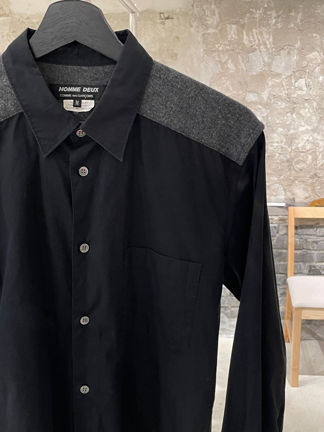 꼼데가르송 옴므 듀스 블랙 ad2015 요크 배색 셔츠 상품이미지3