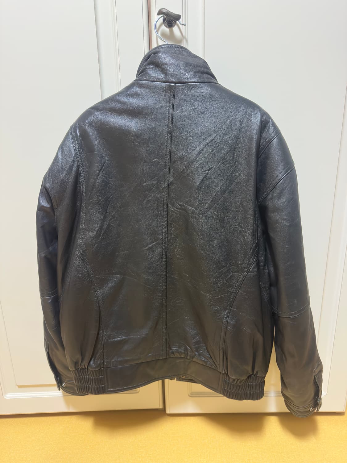 빈티지 하이넥 레더 자켓 상품이미지4