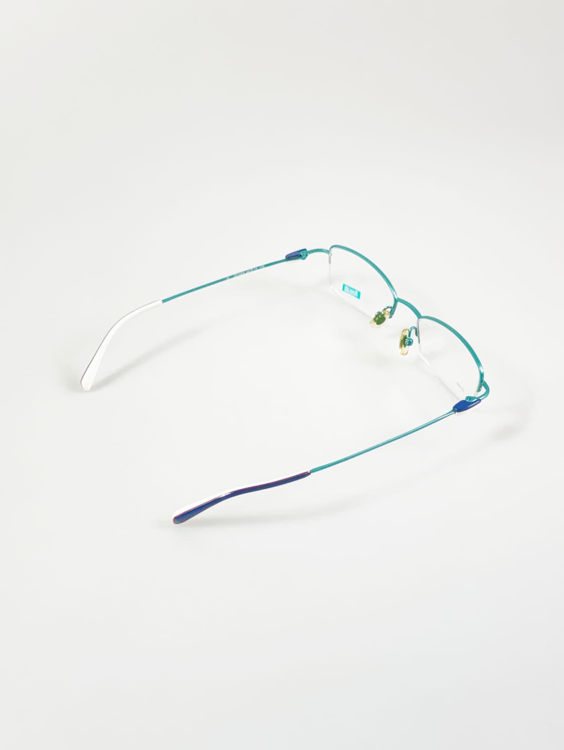 90s FUTIS 터콰이즈 반무테 스퀘어 메탈 빈티지 안경 상품이미지4