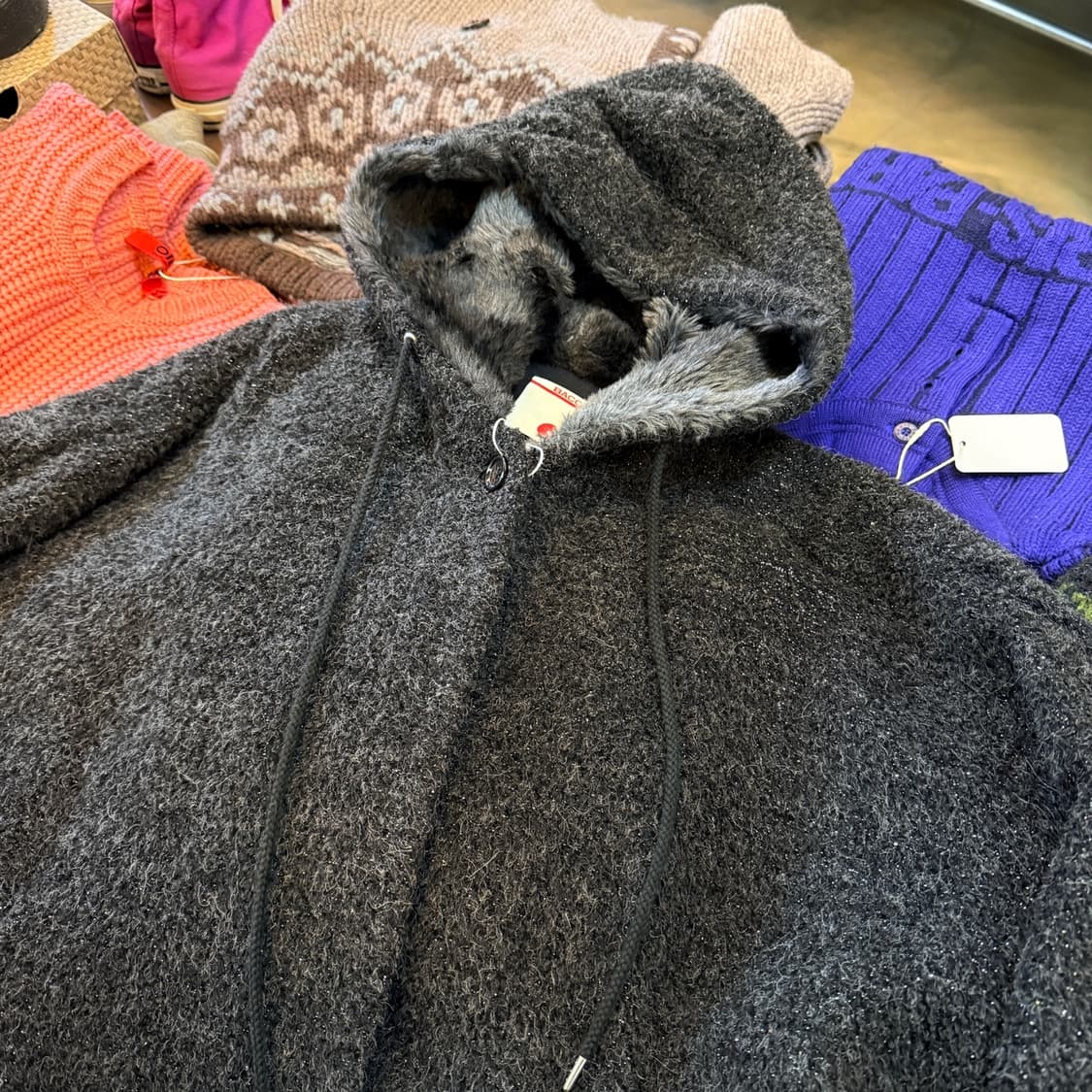 BACCA 투모로우랜드 케이프 형식 울 알파카 혼방 롱립 후드 자켓 상품이미지5