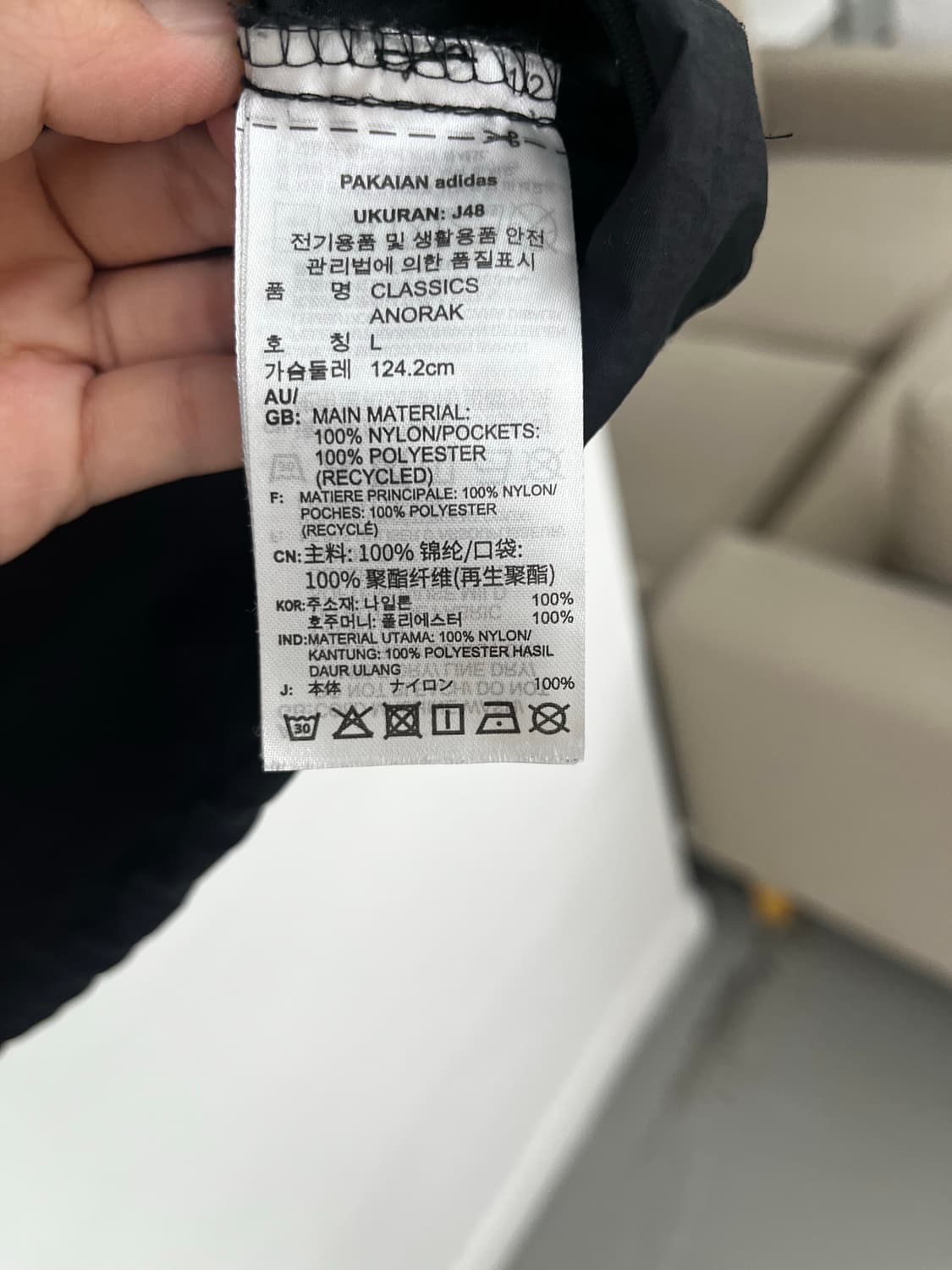 아디다스 블랙 삼선 아노락 후드티 남L 상품이미지3