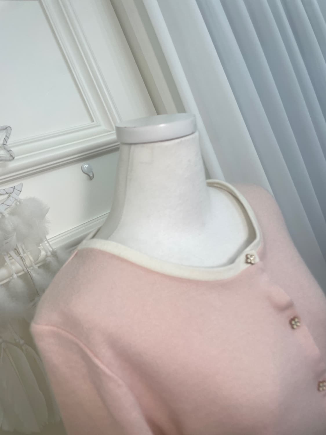 pink ivory line flower button spring car 상품이미지6