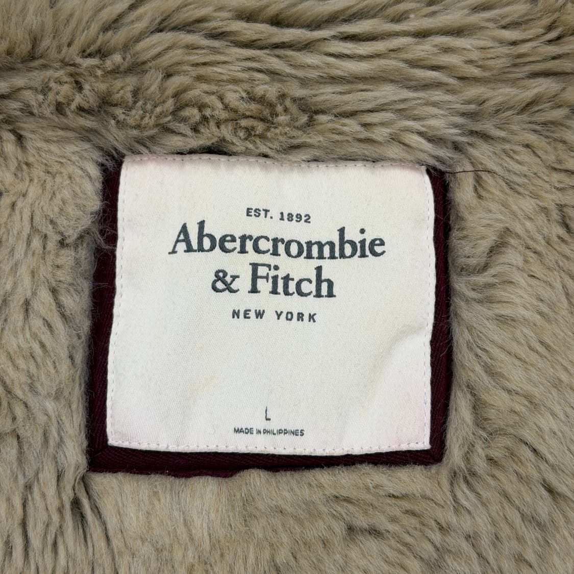 아베크롬비 빈티지 희귀 버건디 마룬 울프죠 퍼 Y2K 갸루 후드집업 L 상품이미지5