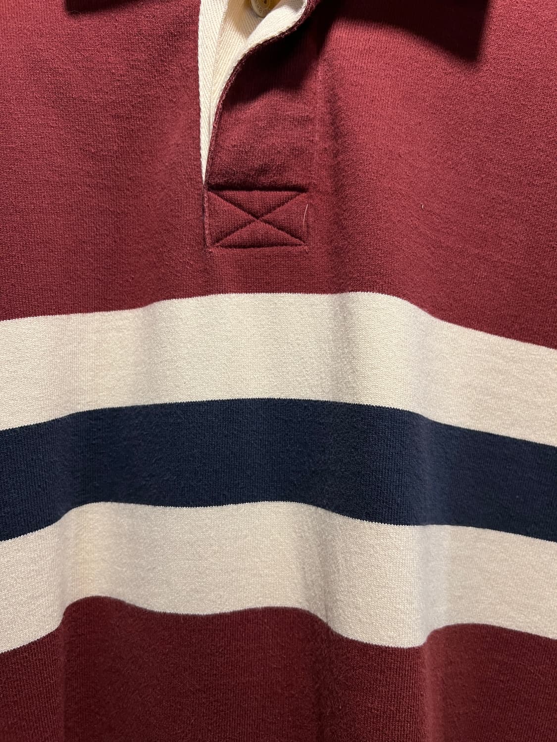 [M]L.L.Bean USA 엘엘빈 컬러 스트라이프 버건디 럭비 티셔츠 상품이미지3