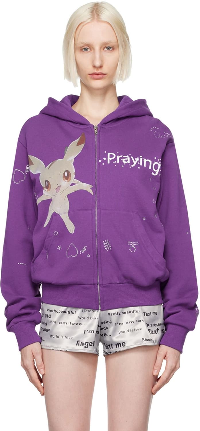 Praying purple pocket Creature 후드집업 S 상품이미지1