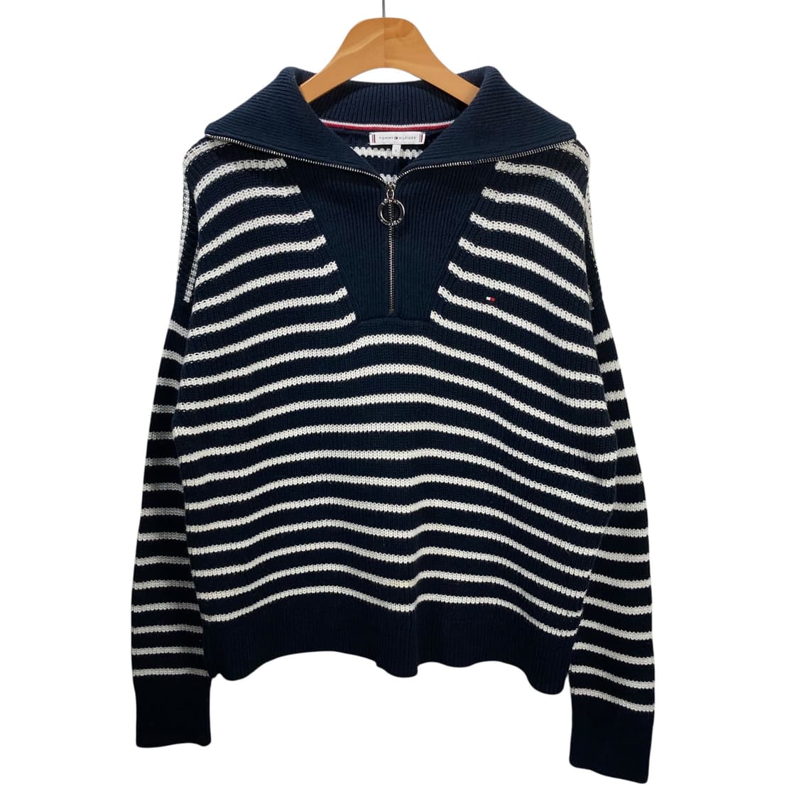 타미힐피거 네이비 반집업 단가라 니트 상품이미지2