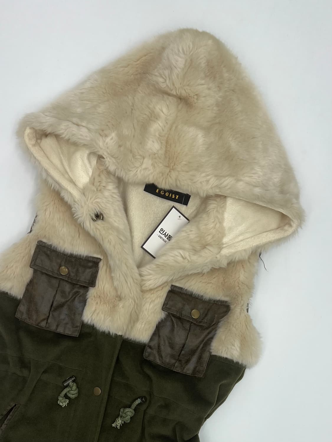 에고이스트 페이크 퍼 후드 베스트 상품이미지2