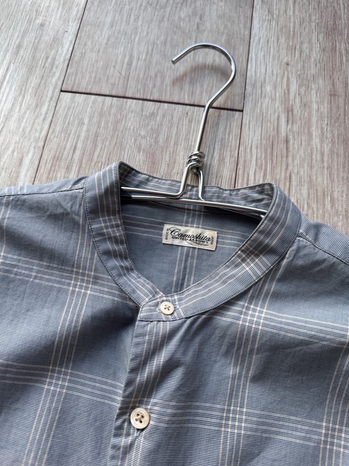 카모시타 밴드 카라 체크 셔츠 / S 상품이미지3